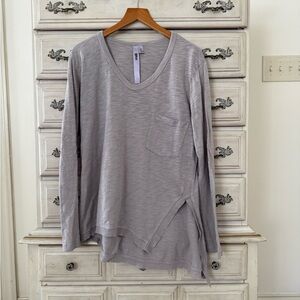 Wilt Grey Slub Cotton Long Sleeve Top